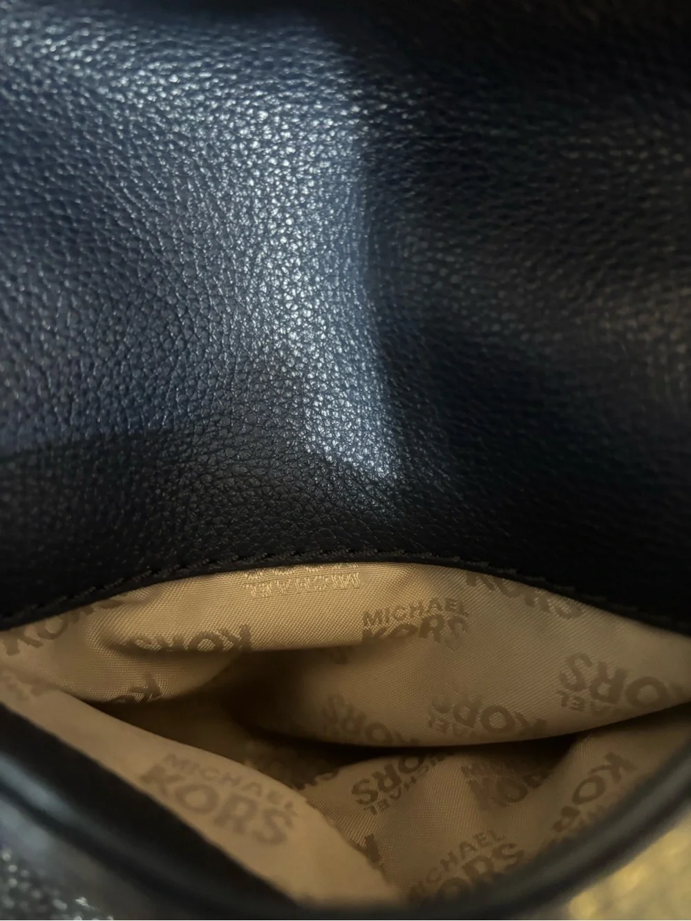 Michael Kors Dark Navy Pebbled Leather Hobo with Gold MK Emblem